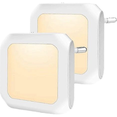 Set van 2 automatische LED-nachtlampjes met schemersensor, 3 dimbare helderheidsniveaus, kindernachtlampje met stekker, voor hal, keuken en badkamer.