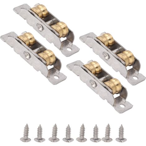 Ensemble de 4 roulettes pour porte-fenêtre coulissante, roulement type 88, pour la maison et le bureau, double roue concave en cuivre (1/5)