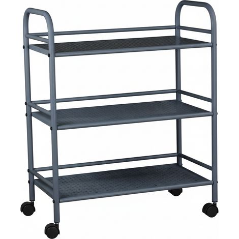Carrello Portavivande 3 Ripiani Cucina Mobile Ruote 80x33x105 cm Nero