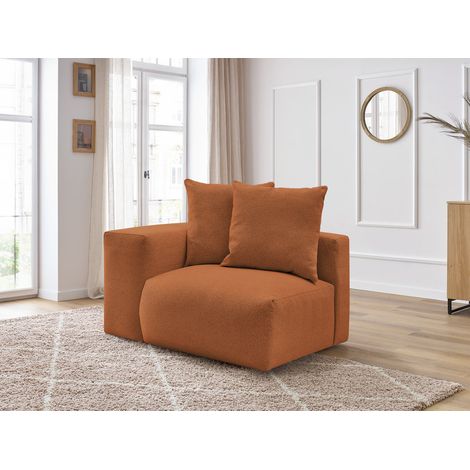 BOBOCHIC - Chauffeuse 1 place avec accoudoir pour canapé modulable VOLTAIRE tissu chiné Angle gauche Orange (1/5)
