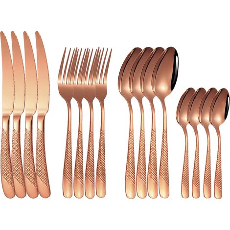Cuillère en acier inoxydable (or rose) en forme d'étoile, adaptée aux couteaux et fourchettes à steak haut de gamme. (1/5)