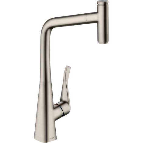 hansgrohe Küchenarmatur 320 Metris Select M71 ausziehbarer Auslauf mit Schlauchbox (sBox) Edelstahl Finish (1/5)