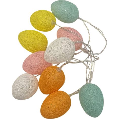Guirlande Lumineuse Œufs De Pâques - 10 LED Chaudes - 1,5 M - Alimentée Par 2 Piles AA - Décoration Intérieure Et Extérieure Pour Arbre, Balustrade, Jardin (1/5)