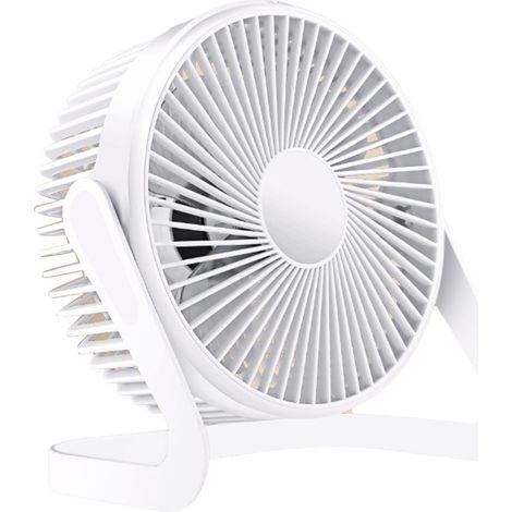 Mini Ventilateur de Bureau USB, Ventilateur de Table Portable, 5 Pales et Moteur Silencieux pour la Maison, le Bureau, la Voiture (WHITE) (1/5)