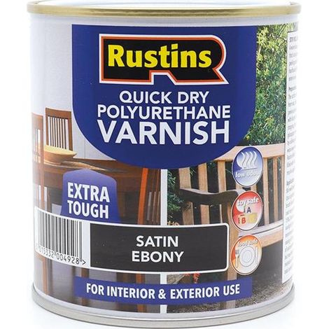 Rustins PSEBW500 Quick Dry Polyurethane Varnish Satin Ebony 500ml PSEBW500 RUS4020