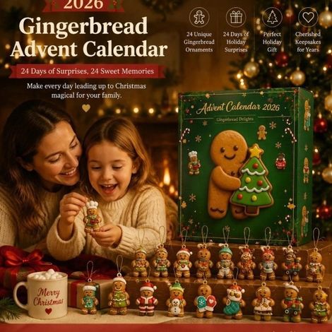 Calendrier de l'Avent 2026 - Figurines surprises - Cadeau de compte à rebours des fêtes d'hiver pour les fans - Sapin de Noël et pain d'épice (1/5)