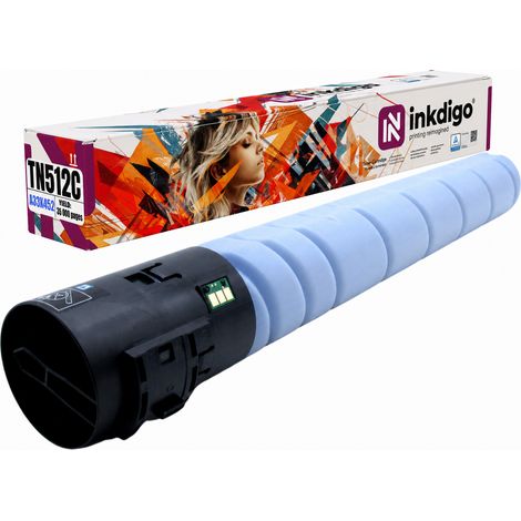 Toner Inkdigo TN512C compatibile con Konica Minolta Bizhub C454 C554 C454e, certificato TÜV. (1/5)