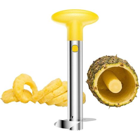 Éplucheur d'ananas et trancheuse sous vide en acier inoxydable, outil facile à utiliser pour les fruits, coupe-ananas, poignée antidérapante, éplucheur à cœur d'ananas pour la maison et la cuisine (1/5)