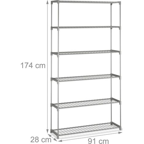 Scaffale per piante a 6 ripiani pratico spazio verde esterno cucina 150 x 60 x 30 cm in metallo grigio 130017492