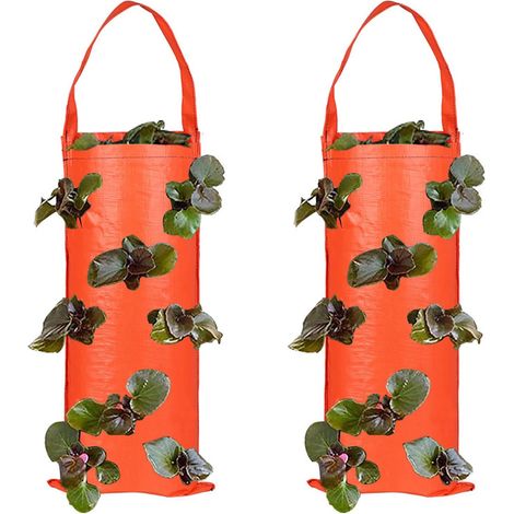 Lot de 2 sacs de culture à suspendre pour jardinage à la maison, parfaits pour fraises, tomates, fleurs, légumes, solution de plantation verticale, sac respirant pour plantes (1/5)