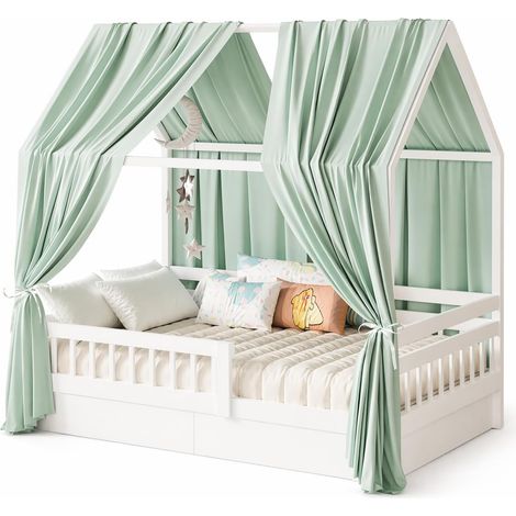 Lot de 2 baldaquins en mousseline de soie pour lit d'enfant - Doux et respirant - Pour décoration de chambre d'enfant - Vert clair - 350 x 135 cm (1/5)