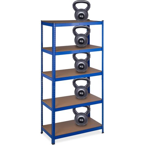 2x Scaffali in Metallo, 1325 kg Capacità di Carico, 180 x 90 x 45 cm, Scaffalatura ad Alta Portata con 5 Ripiani, Blu