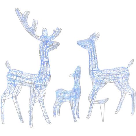 Famille de Rennes Lumineux Décoration de Noël Extérieur et Intérieur Acrylique 300 LED Bleu Lot de 3 (1/5)