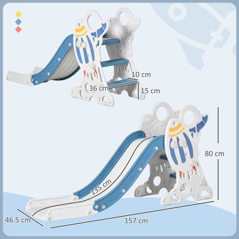 Toboggan sur le thème de l'espace (convient aux enfants de 18 à 36 mois, en PE et PP, avec échelle antidérapante), dimensions : 157 x 46,5 x 80 cm (1/5)