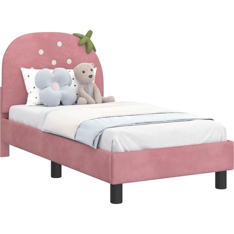 Toddler Bed Frame with Headboard Pink 70 x 140 cm Velvet vidaXL