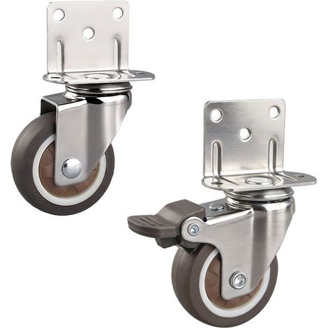 4 Pcs Petites Roulettes pour Meubles 32mm Roulette Pivotante pour Table Basse Armoire Charge 60kg avec Frein Plaque de Montage (1/5)
