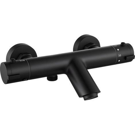 Round Thermostatic Shower Mixer Tap Black (1/5)