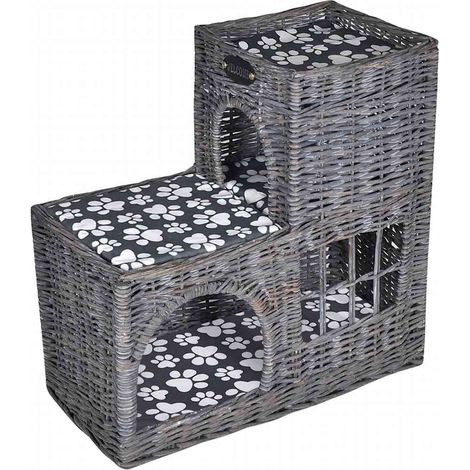 Casa/cama/rascador/castillo para mascotas de sauce con cojín vidaXL