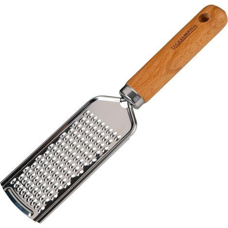 - Rallador de queso - Acero inoxidable y madera - Para queso parmesano y cítricos - Cocina italiana - Natural - 22,5 x 5,6 x 1,8 cm (1/5)
