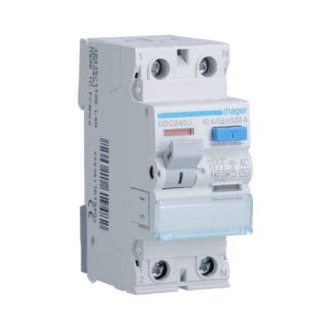 HAGER RCD 1P+N 40A 30mA CDC240J