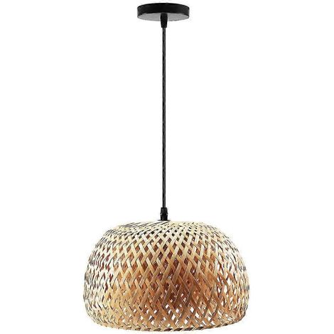 Lampe en rotin, lustre en bambou fait main, style rétro café-bar-salon pour jardin, restaurant, chambre, avec source lumineuse JN (1/5)