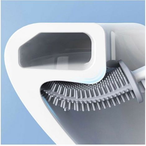 Brosse Toilette Silicone avec Support Brosse WC Suspendu Antibactrienne Balayette WC pour Salle de Bains Vert couleurs multi (1/4)