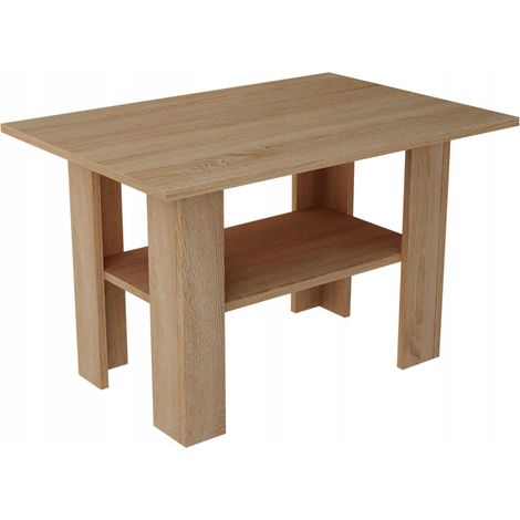 Table Basse Chêne de Sonoma - Table de Salon Carrée avec étagère - 87 x 60 x 55 cm (1/3)