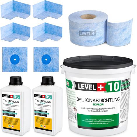 LEVEL+ Dichtset für Duschabdichtung Bad Dichtband Flüssigfolie 12kg SET28 (1/4)