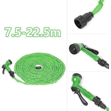 Tubo da giardino telescopico QUIIENCLEE, lungo 7,5 m, estendibile fino a 22,5 m, verde. (1/3)