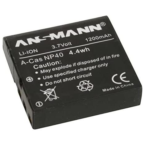 Ansmann A-CAS NP-40 - Batería/Pila Recargable (1200 mAh, Ión de Litio, 3.7 V, 56 g) Negro