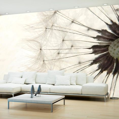 Papier peint pissenlit blanc - 150 x 105 cm