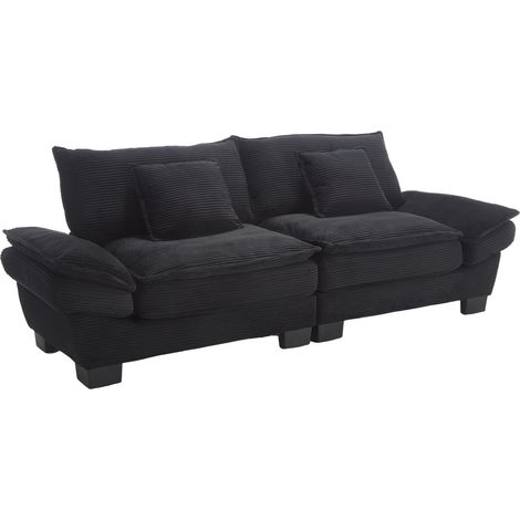 Sofá moderno de 2 plazas en terciopelo negro con cojines y reposabrazos acolchados (1/5)