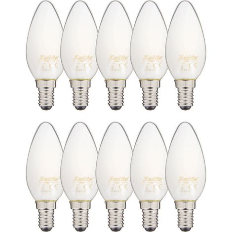 Xanlite – Lot de 10 ampoules LED filament B35 E14 6,5W (60W eq.) – 806 lumens – 2700K blanc chaud – Angle d'éclairage 300°