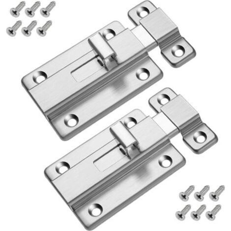 Verrou de porte, 2 pièces, verrou de porte coulissante en acier inoxydable, montage en surface