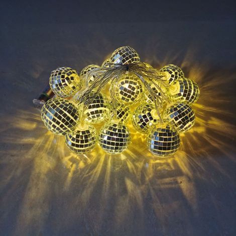 LED-Lichterkette mit Spiegelflächen-Kugeln 4cm - 6m 40 LEDs Warmweiß USB - Innendekoration für Schlafzimmer, Bar, Feiern, Weihnachten-lsw (1/4)