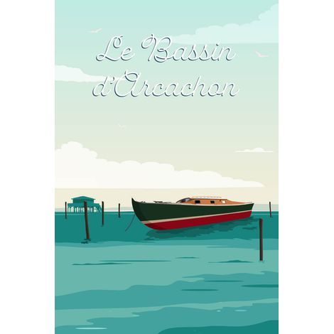 Tableau sur toile illustration lever du jour bassin d'Arcachon 30x45 cm - Impression sur Toile Murale Décorative - Image imprimée en HD sur Toile - Toile sur Châssis en Bois FSC - Fabriqué en France (1/5)