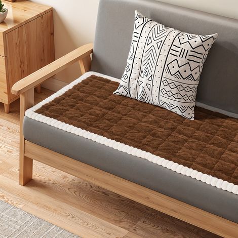 Brown Taffeta Thickened Soft Non-slip Sofa Cushion 210cm W x 70cm D (1/5)