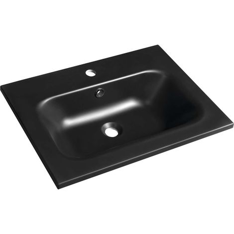 Sapho Waschtische und Waschbecken - Waschtisch, 46x61 cm, mit Überlauf, Hahnloch, schwarz SD061B