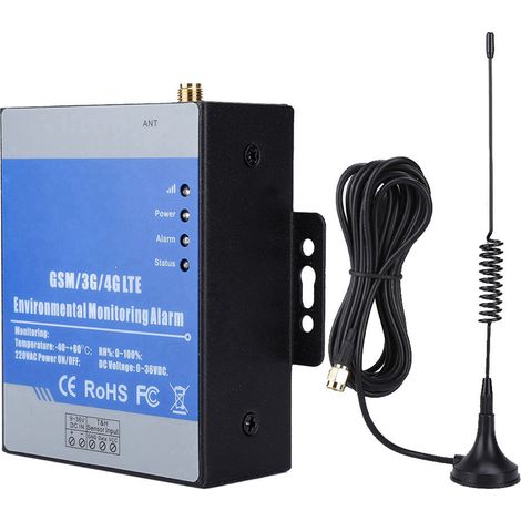 Détecteur à distance GSM RTU5023 avec alarme de température et d'humidité, minuterie et rapport (prise UE 100-240 V) (1/5)