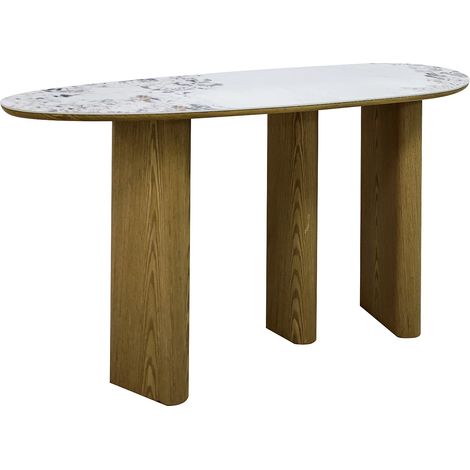 Console en céramique et MDF - Naturel et effet marbre blanc - MODREYO (1/4)