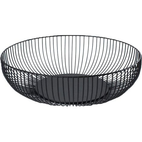 Coupes à fruits, corbeille à fruits noire en métal, forme arrondie - Coupes à fruits, corbeille à fruits noire en métal, forme arrondie (1/5)