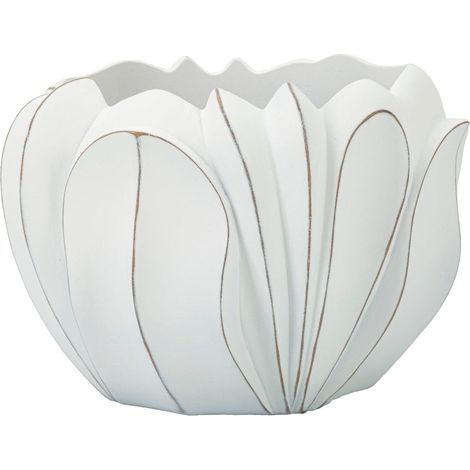 Cachepot in resina bianca, Ø34,5x23,5 cm – Gardy (1/5)
