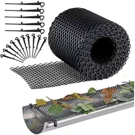 Kunststoff-Dachrinnenabdeckung, 18 cm x 8 m, robuster Gitter-Dachrinnenschutz, Laubfilter, (18 cm x 8 m) (1/5)