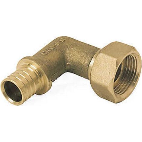 Coude 90° PER écrou prisonnier à sertir femelle D 12mm F 15x21mm SDR11 LX RAUTHERM Multicouche PER - Rehau