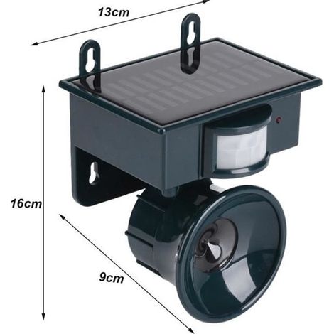 Répulsif ultrasonique, capteur de mouvement PIR à énergie solaire répulsif antiparasitaire à ultrasons oiseau chien chat renard (1/4)