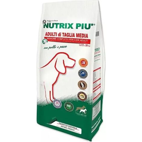 crocchette per cani nutrix piu' adulto di taglia media con pollo e pesce 10 kg