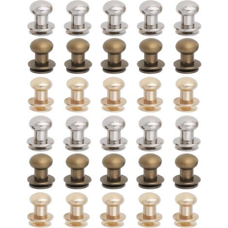 Lot de 30 mini boutons de tiroir avec vis pour meubles, portes, armoires, coiffeuses, commodes (argent, bronze, doré) (1/5)