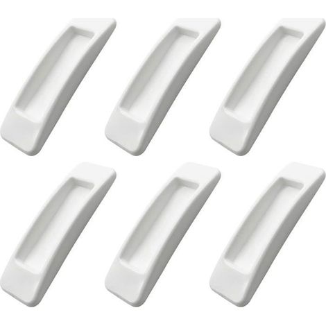 Lot de 6 poignées autocollantes en aluminium pour portes coulissantes, fenêtres et placards (blanc) (1/5)
