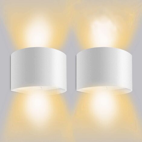 royaluxe- 2PCS Applique Murale Led 12W Blanc Lampe Murale D'Intérieur Applique Murale Aluminium Moderne Pour Salon, Chambre À Coucher, Blanc Chaud (1/5)