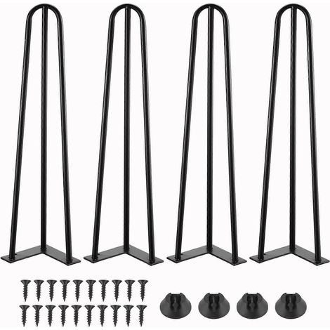 Table en épingle à cheveux à quatre pieds, en fer noir, 45 cm de long, 4 pieds. (1/5)